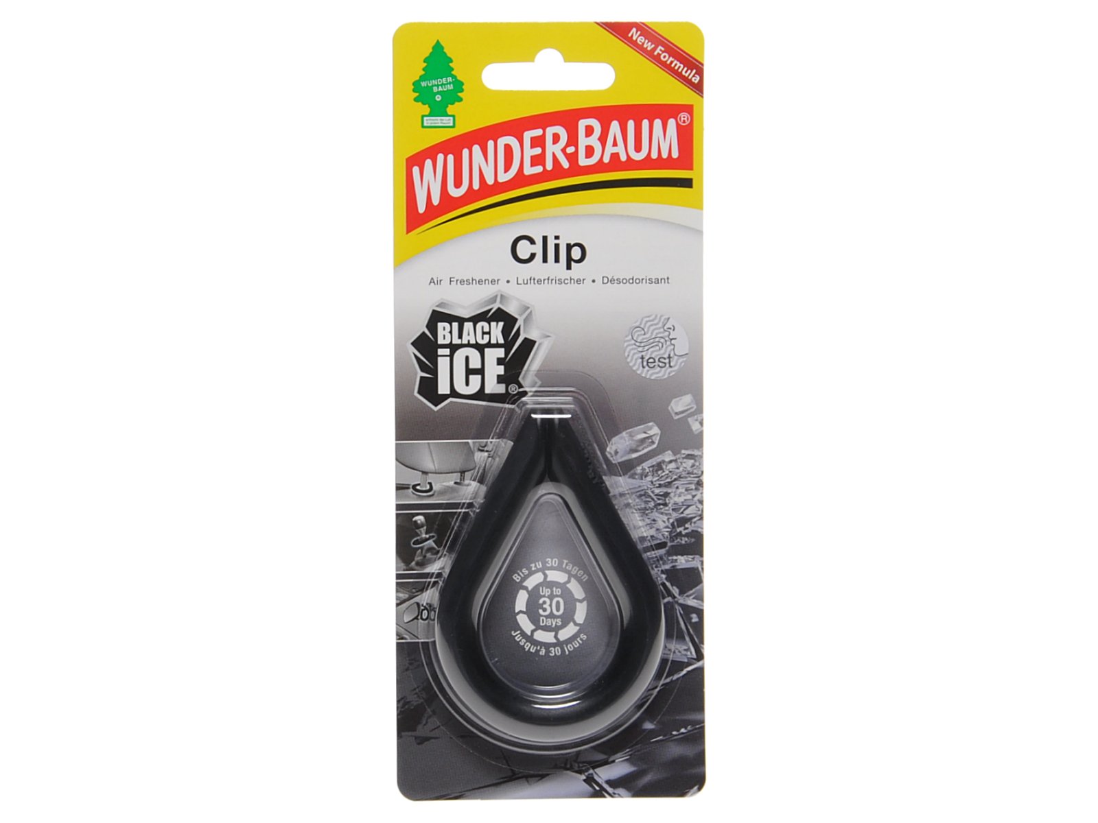 WUNDERBAUM Clip Befestigung an Rückspiegel oder Kopfstütze Black Ice